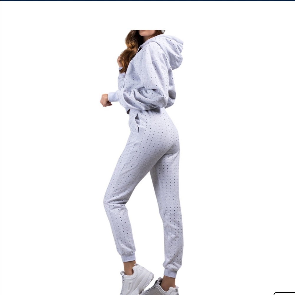 NWOT white and rhinestone jogger sweatpants